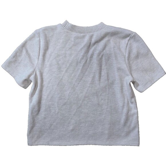 Zara Short Sleeve Pearl Embellish Crew Neck Women's Sweater Size L - Picture 2 of 5